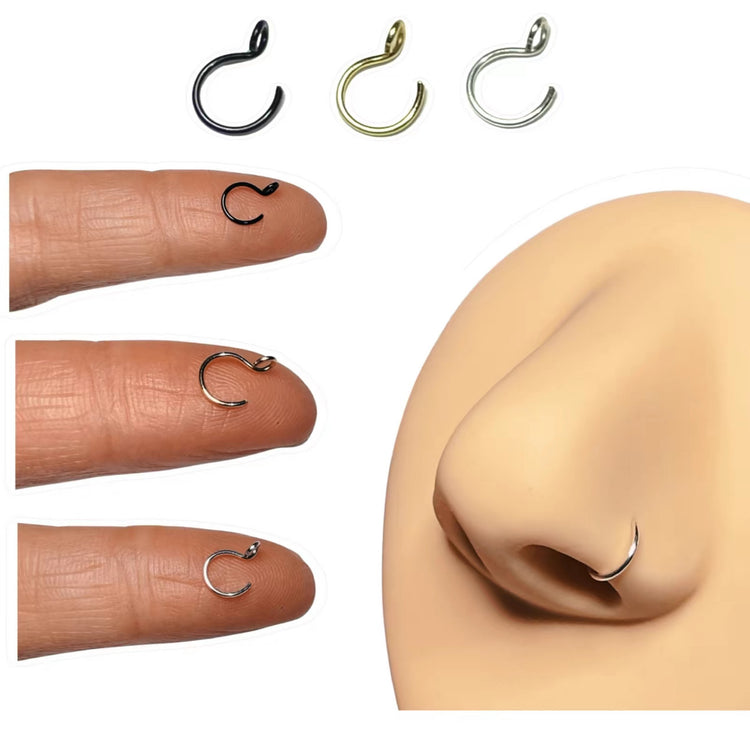 Nose, Lip or Cartilage Faux Ring Hoop Adjustable Unisex - Handmade 6mm 8mm 10mm sizes - 20g wire