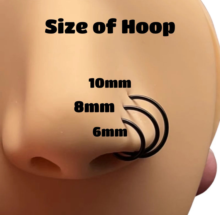 Nose, Lip or Cartilage Faux Ring Hoop Adjustable Unisex - Handmade 6mm 8mm 10mm sizes - 20g wire