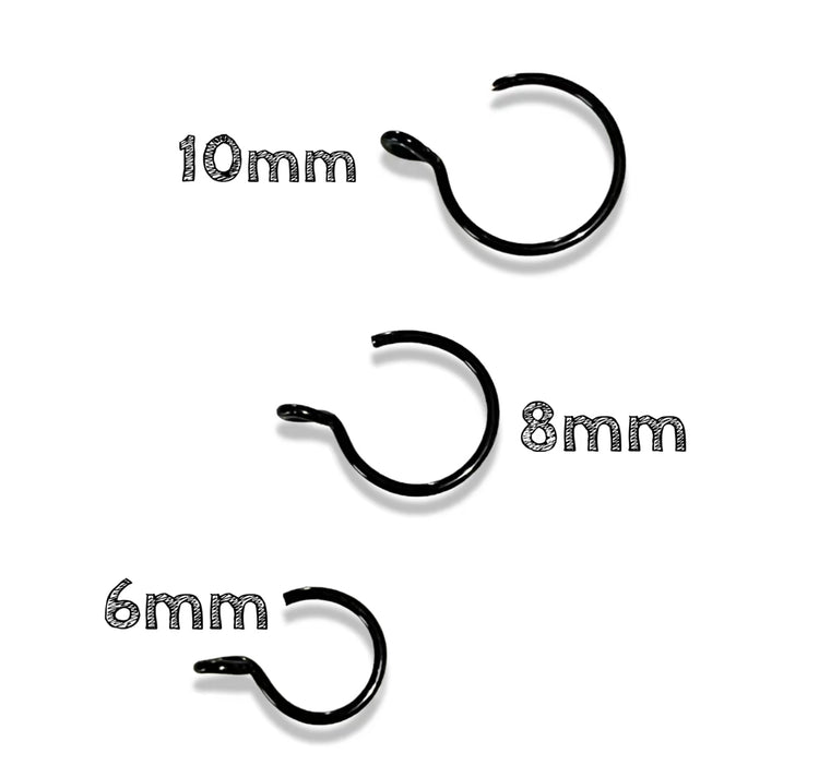 Tiny Double Nose Ring Unisex Handmade Faux Hoop, silver/gold/black, 20 gauge, adjustable