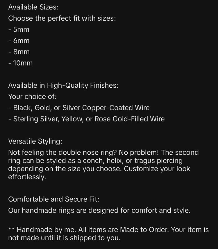 Septum and Double Nose Ring Faux Adjustable Set