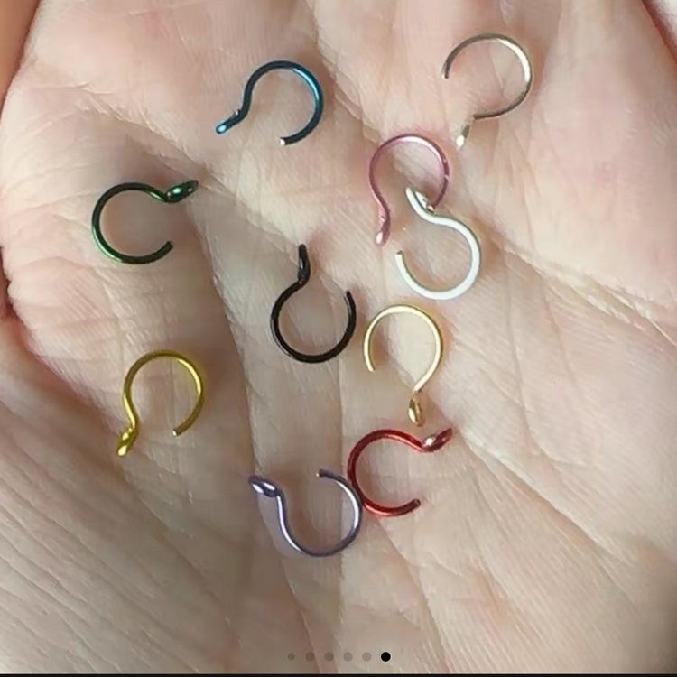 handmade adjustable unisex nose lip or cartilage faux ring hoop