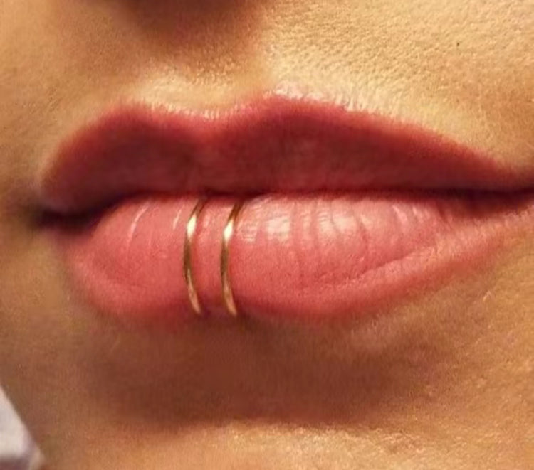 double ring for nose or lip adjustable clip on - handmade costume jewelry & accessories