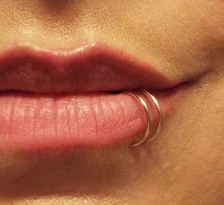 double ring for nose or lip adjustable clip on - handmade costume jewelry & accessories