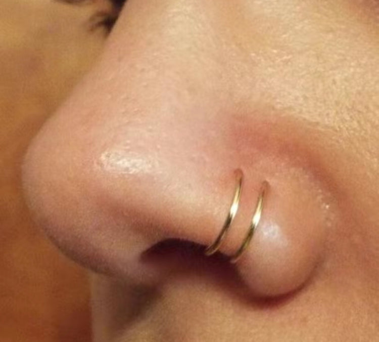 double ring for nose or lip adjustable clip on - handmade costume jewelry & accessories